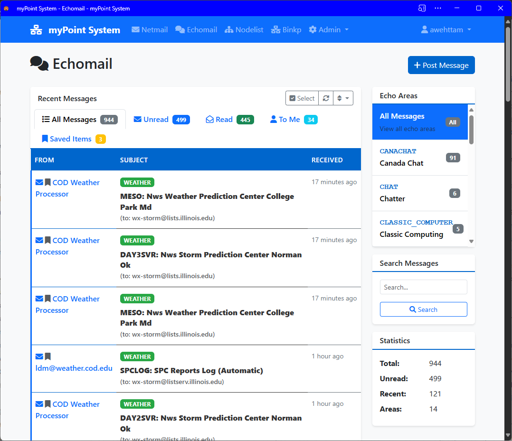 BinktermPHP echomail area